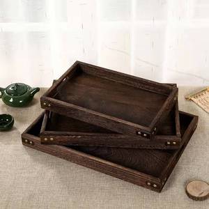 Plateau de service en bois massif de qualité supérieure, plateau à thé rustique en bois de Paulownia pour la maison, le café et les collations - Product Image 2