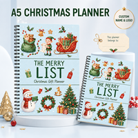 Carnet de planification de Noël A5 personnalisé avec logo et nom, journal à spirale, 60 feuilles, organisateur de liste de fêtes pour étudiants