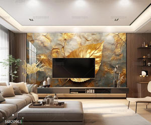 Carta da <span class=keywords><strong>Parati</strong></span> Moderna Floreale Nera e Oro <span class=keywords><strong>per</strong></span> Sfondi TV HD, Pareti Camera da Letto, <span class=keywords><strong>Saloni</strong></span> di Bellezza - Rotoli Impermeabili, Ecologici, Non Tessuti - Product Image 3