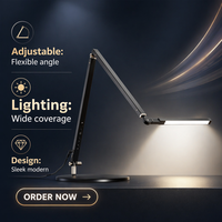 Lampe de bureau à bras articulé réglable multi-directionnel, sans scintillement, à intensité variable, pliable, flexible, moderne, avec télécommande, lampe de table LED simple