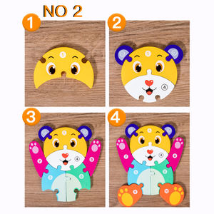 Puzzle en bois Montessori en forme de lapin, puzzles d'animaux, <span class=keywords><strong>jeux</strong></span> éducatifs d'apprentissage de l'<span class=keywords><strong>intelligence</strong></span> pour les cadeaux de Noël et d'anniversaire - Product Image 3