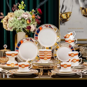Juego de Vajilla de Cerámica con Incrustaciones Doradas de Estilo Europeo, 36 Piezas para 6 Personas, Juego de Vajilla de Lujo Ligero, Tazones para el Hogar - Product Image 3
