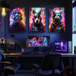 Affiche de graffiti <span class=keywords><strong>pop</strong></span> <span class=keywords><strong>art</strong></span> moderne, animal portant des écouteurs, peinture en porcelaine cristalline, décoration murale pour chambre à coucher, salle de jeux, peinture murale - Product Image 3