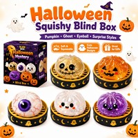 Boîte mystère Halloween Squishy : Citrouille, Fantôme, Œil, Maltose, Jouet à presser à rebond lent, Boulette vapeur, Anti-stress Fidget