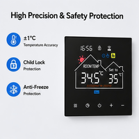 Termostato WiFi Inteligente para el Hogar, Temporizador de Pared, Caja 86, NTC, FCU para Suelo Radiante, Anticongelante, Bloqueo Infantil, Programación Semanal, Control por Voz
