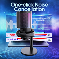 Microphone à condensateur filaire USB-C ME6S RGB pour gaming avec réduction de bruit ENC, réverbération et monitoring à latence nulle pour PC et diffusion en direct