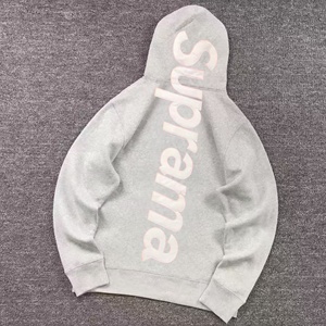 Suprama Men's Black Hooded <b>Sweatshirt</b> 100% cotton Oversized Streetwear Cotton Knitted Back Logo Print Autumn Regular Fit - Product Image 4