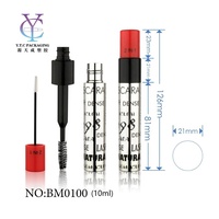Tube de mascara rond vide en plastique recyclable de 10 ml avec brosse, marque privée