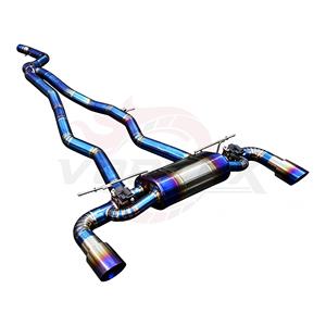ท่อไอเสียแบบ Catback วาล์วเปิด-ปิด สีฟ้า Vortex Titanium สำหรับ Toyota GR Supra A90 พร้อมท่อเก็บเสียงตรงกลางและปลายท่อคู่แบบ Burnt Tips - Product Image 1