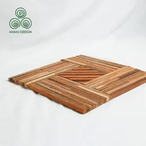 MUMU Wooden Decorative Wall and Painting Irregular Square Wallboard Sheet Wall Panel Wood Mosaic Tiles