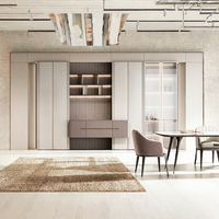 Ensemble de meubles de cuisine pour villa moderne, avec robinet en acier inoxydable, îlots design complets, évier en panneau mélaminé blanc, écologique et modulaire