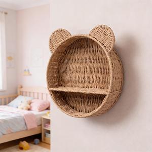 Étagère murale en rotin naturel en forme d'ours, tissée à la main au Vietnam, pour chambre d'enfant, décoration de chambre d'enfant, fabricant - Product Image 5