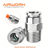 Konektor Pneumatik Industri Cepat Pasang, Fitting Selang Udara, Coupler Logam Push-in Seri PC, Tabung 4-16mm, Garansi 3 Bulan, Video