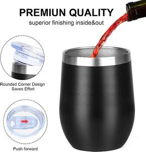 Gobelet à vin en acier inoxydable de 12 oz avec couvercles et pailles, double paroi, anti-fuite, sans BPA, style rétro, tasse de voyage - Product Image 3