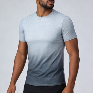 T-shirt de sport HONFIT pour homme, coupe ajustée, effet ombré, séchage rapide, respirant, doux, léger, pour la gym et le sport au quotidien, manches courtes - Product Image 1