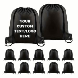 Sac à dos de sport extérieur léger et promotionnel en polyester avec cordon de serrage, personnalisé avec logo imprimé de haute qualité, style contemporain - Product Image 1