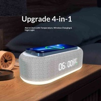 Pengisi Daya Nirkabel 3-in-1 & Jam Alarm dengan Lampu Malam & Termometer - Layar Digital Pengisian Cepat