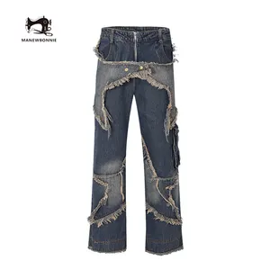 High Quality Custom Hip Hop Style Star Pattern Men'S Loose Fitting Jeans