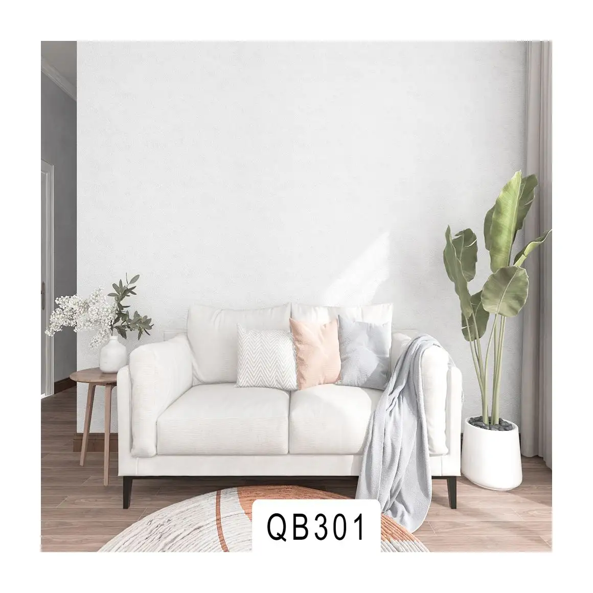 Modern style pvc living room plain wallpaper 3d effect white wallpaper