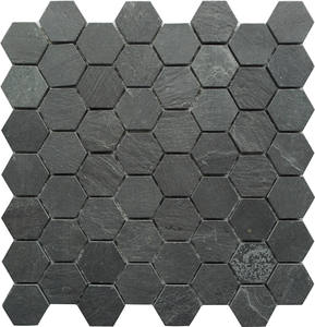 Carrelage en marbre, nid d'abeille, mosaïque en forme de hexagone, matériau, carrelage noir - Product Image 1