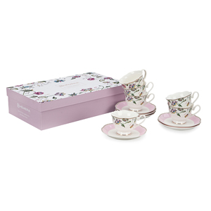 Juego de Taza y Platillo de Cerámica Floral Personalizada S/6, 70 ml, Taza de Café y Té, Porcelana China, Nueva Porcelana de Hueso, Caja de Regalo - Product Image 6