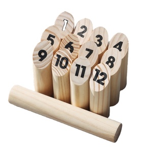 <span class=keywords><strong>Jeu</strong></span> de bowling de pelouse artisanal avec 12 <span class=keywords><strong>quilles</strong></span> en bois <span class=keywords><strong>numérotées</strong></span> – Cadeau idéal pour la famille en plein air, pour la plage, le parc et le camping - Product Image 1