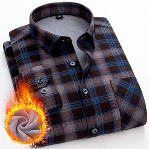 <span class=keywords><strong>Camisa</strong></span> de franela de <span class=keywords><strong>manga</strong></span> <span class=keywords><strong>larga</strong></span> para hombre, <span class=keywords><strong>camisa</strong></span> masculina de alta calidad, con estampado de <span class=keywords><strong>cuadros</strong></span> oscuros, estilo Casual - Product Image 4