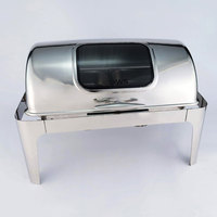 UIWS Hochwertiger Edelstahl Roll-Top Quadratischer Chafing Dish mit Manueller Temperaturregelung für Hotel-Buffet Catering