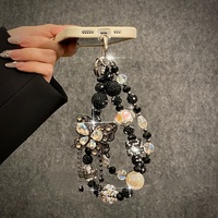 Colgante para Teléfono, Cordón de Muñeca para Teléfono, Colgante de Mariposa con Diamantes de Imitación, Llavero para Bolso, Joyería de Moda para Mujer, Accesorio Gótico Vintage