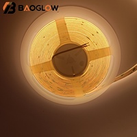 Lampu LED COB 528LED yang Dapat Dipotong 2700K 3000K 4000K 6000K PCB 10mm DC 12V/24V 14W/M CRI 90 Putih Dingin Putih Hangat Lampu Strip LED