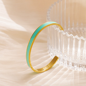 Multicolor Enamel 8K PVD Gold Plated Stainless Steel Open Adjustable <b>Bangle</b> <b>for</b> Women | Waterproof Hypoallergenic & No Fade - Product Image 3