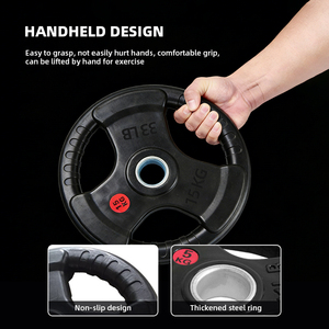 Juego de Discos de Pesas para Equipo de Fitness, Discos de Hierro Recubiertos de Goma, Discos de Pesas con Agarre Triple para <span class=keywords><strong>Mancuernas</strong></span> y Barras - Product Image 4