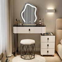 Nouveau modèle 2025 Lovein ZT250001 Coiffeuse de luxe éclairée et réglable avec tiroirs intégrés en acier inoxydable pour chambre moderne