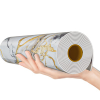 Autocollants muraux domestiques en PVC épais, imperméables et ignifuges, motif marbre gaufré or, style minimaliste et luxueux léger