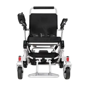안후이 노인을위한 접이식 알루미늄 전기 휠체어 리튬 배터리 경량 전동 휠체어 6 Km/h 흑인 20km