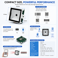 Escáner de Códigos QR 1D 2D Integrado OEM, Módulo de Código de Barras USB TTL, Plástico ABS, 13.56mhz, RS232, Fondvision para Control de Acceso