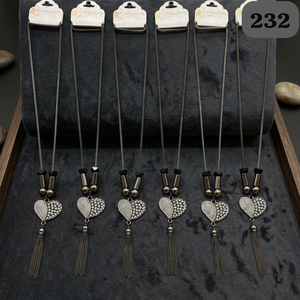 PingBling Collier long romantique en zinc plaqué noir canon de fusil, pendentif cœur en cristal étincelant bicolore, élégant - Product Image 2