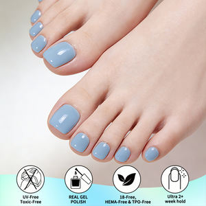 Bandes de gel pour ongles de couleur unie, adhésif complet, imperméable, gel pour ongles de pied semi-durci coréen, enveloppes d'art pour ongles, <span class=keywords><strong>lampe</strong></span> UV nécessaire, autocollants pour ongles - Product Image 5