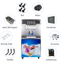 Commerciële 3+2 smaken yoghurt softijsmachine verticaal automatisch nieuw