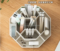 Grand porte-crayon et porte-gobelet en plastique rotatif blanc pour organisateur de stylo de bureau et rangement de maquillage