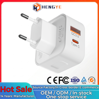 Charge de téléphone double port Type C Usb a Indicateur 20W EU US UK Fixe Pin Chargeur rapide Usb a et c avec Led