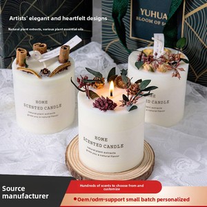 Bougie parfumée artisanale à l'art floral |   Cire de soja 45H avec de vraies fleurs séchées |   Décoration d'intérieur botanique pour mariage et spa |   Boîte cadeau - Product Image 4