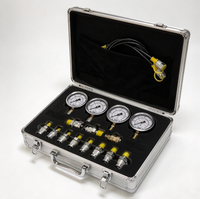 Kit de test de pression hydraulique pour excavatrice de qualité OEM, boîte dorée, 4 tuyaux de test, 4 manomètres, 11 raccords