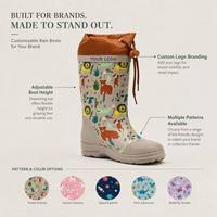 Bottes de pluie en caoutchouc naturel pour enfants, imprimé animaux de la jungle, col à cordon, imperméables, antidérapantes, bottes Wellington OEM