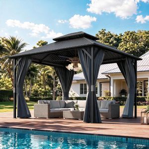 Gazebo à <span class=keywords><strong>toit</strong></span> rigide 12x14 avec <span class=keywords><strong>toit</strong></span> en acier galvanisé double - Product Image 1