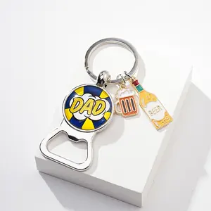 Promotional Metal Beer Bottle Opener Keyring Keychain Customized Logo Cast Iron Zinc Alloy Enamel Key Ring Bottle Opener