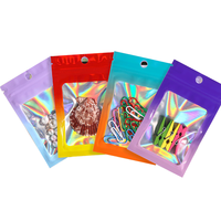 Mini pochette d'emballage en plastique ziplock avec finition hologramme pour un stockage sécurisé des bijoux et une petite marque de produit
