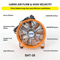 Ventilateur industriel portable à roulement à billes électrique 220V/50Hz 12 pouces 300mm, souffleur axial, extracteur d'atelier OEM-Orange