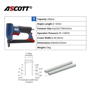 مسدس تدبيس هوائي عالي الجودة للاستخدام الصناعي والمنزلي 7116-421 للخشب 4-16 مم 22GA، آلة تدبيس هوائية للتشطيبات، مسدس تدبيس برايد نايلر للأقمشة - Product Image 2