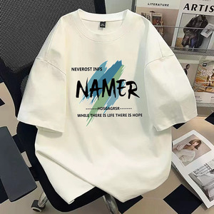 Camiseta de Verano para Hombre, Estilo Nuevo, Talla Grande, Manga Corta, Estilo Vintage, Moderna, de Algodón Puro, Corte Holgado - Product Image 1